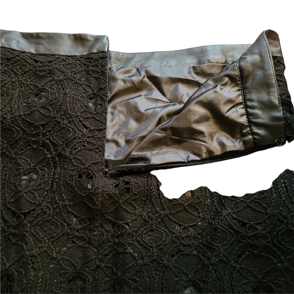 Kenar black lace floral pleather  pencil skirt - Picture 5 of 9